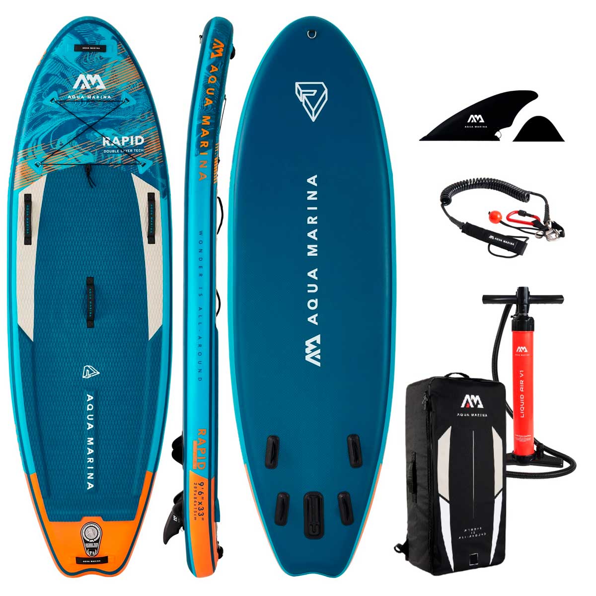SUP Board Aqua Marina RAPID 9'6 für Flüsse, stabil, 18 psi